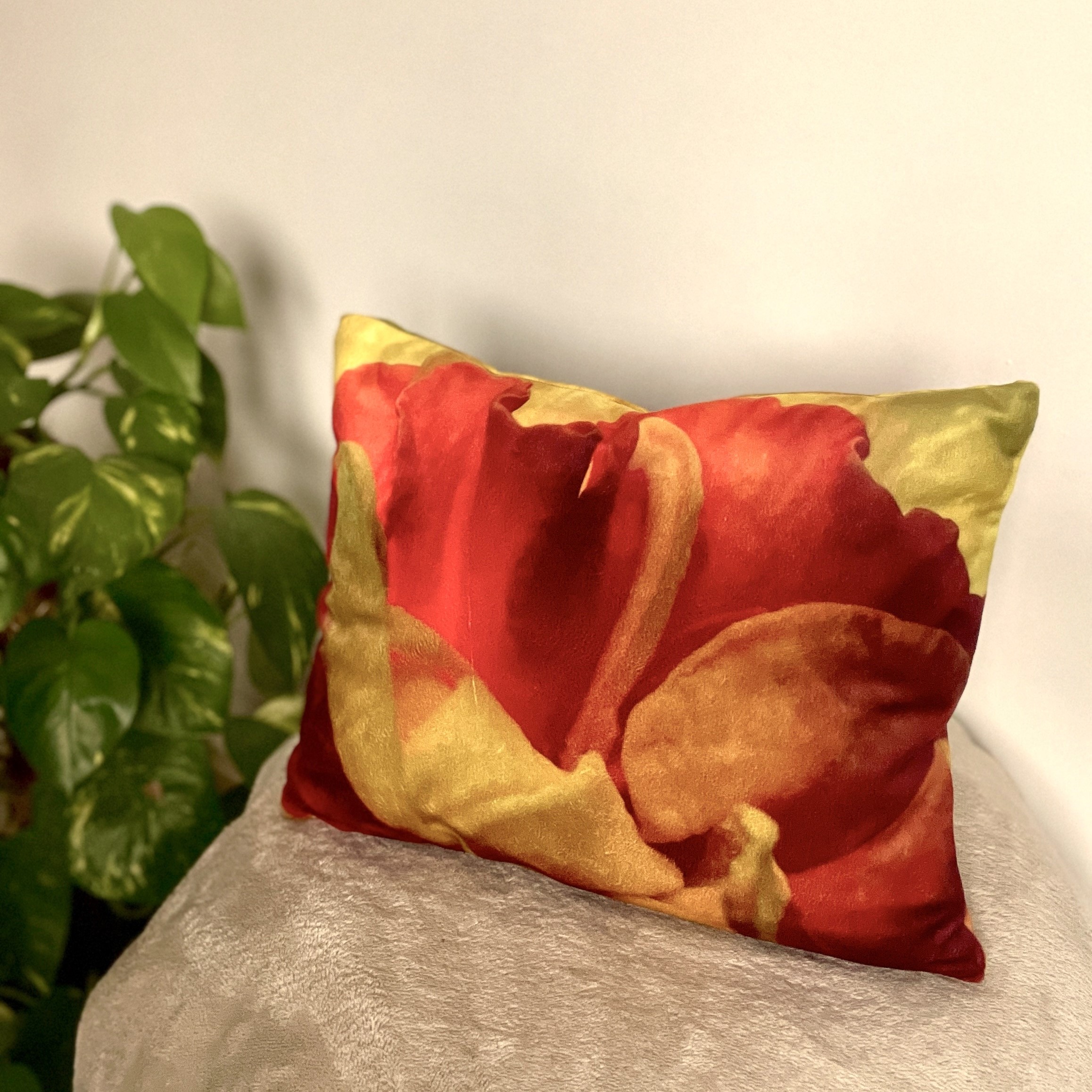 HANDMADE Rectangle Velvet Floral Cushion with Double Petal Golden Narcissus Photography