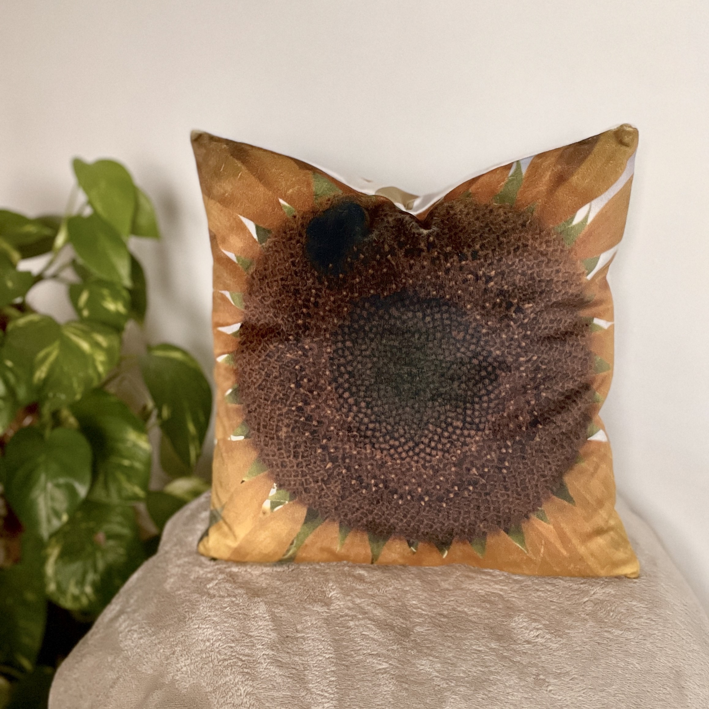 HANDMADE Sunflower Velvet Reversible Floral Cushion Cover