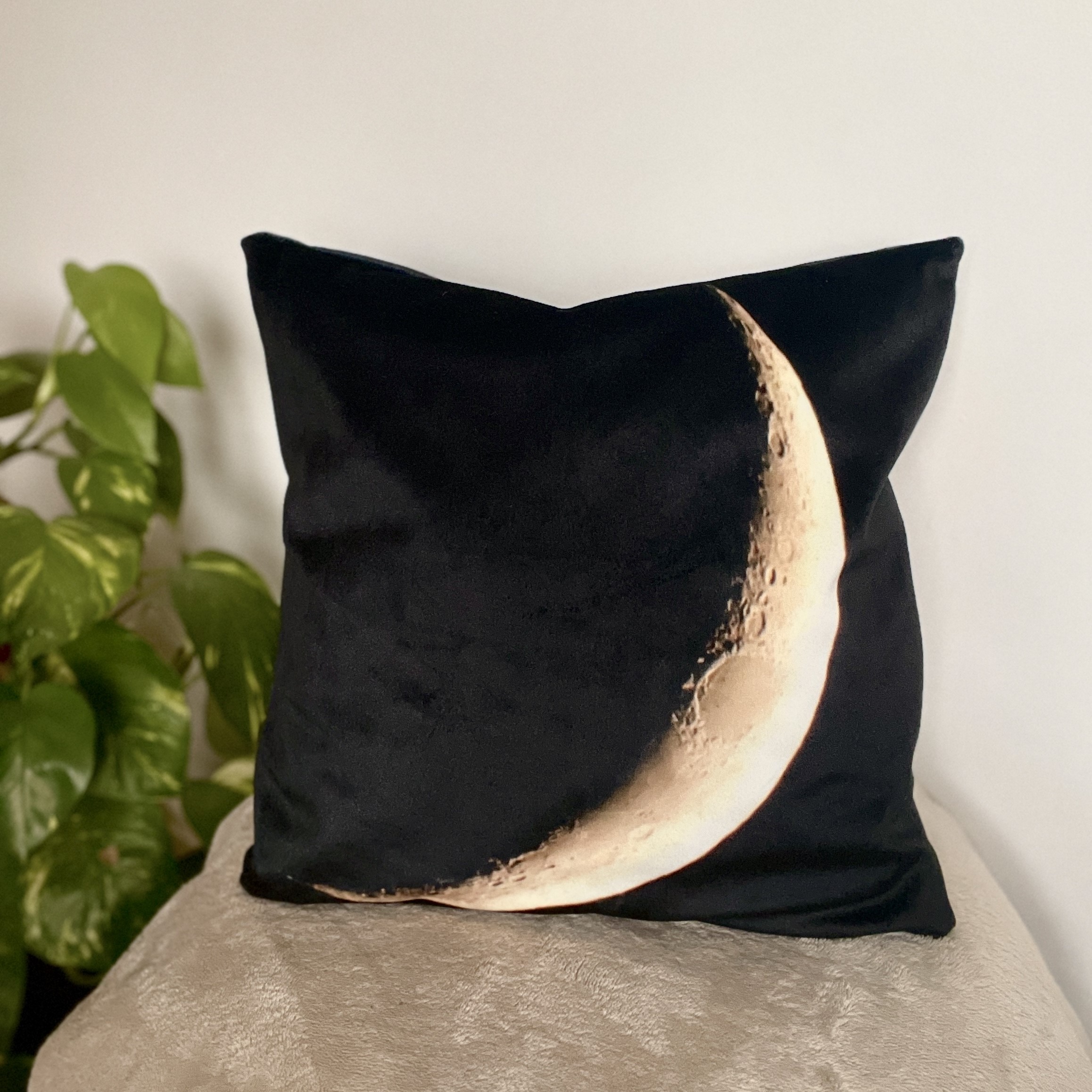HANDMADE Moon Phases Velvet Reversible Cushion Cover - Chose from full, crescent or half moon combinations (see full description)