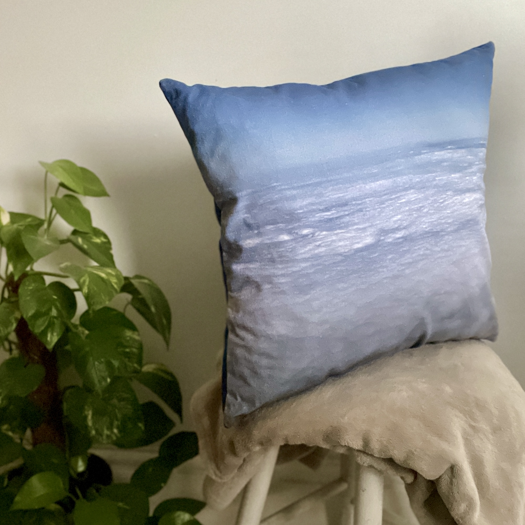 HANDMADE 17x17 Blue "Sea of Clouds" Sky Cotton Cushion Cover