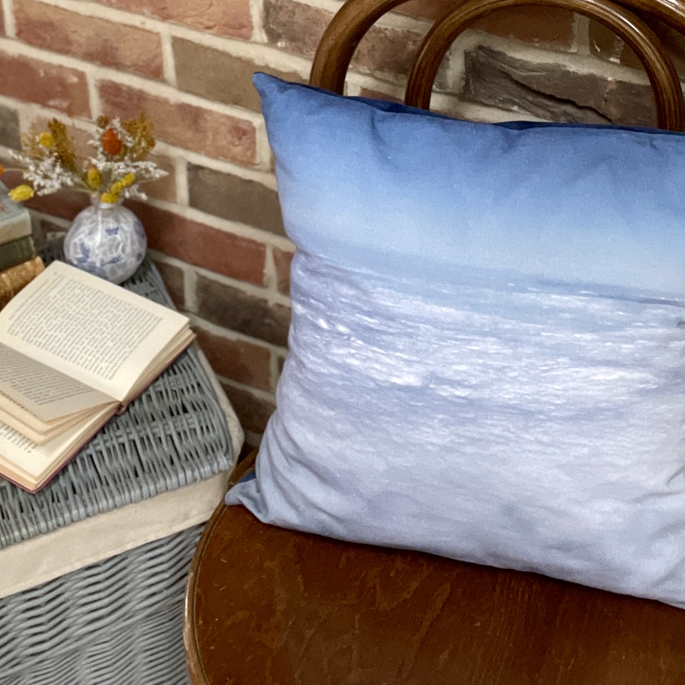 HANDMADE 17x17 Blue "Sea of Clouds" Sky Cotton Cushion Cover