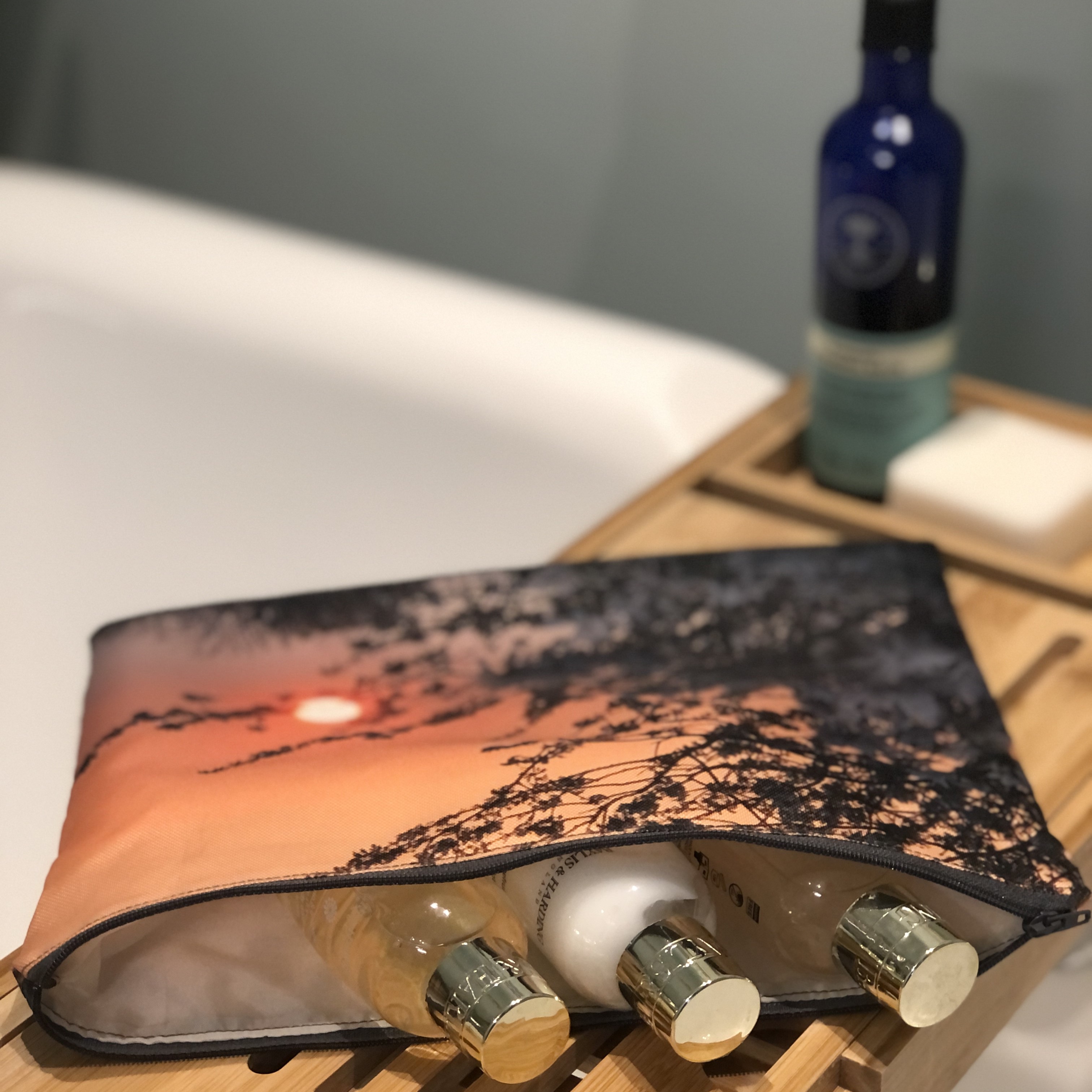 HANDMADE Waterproof Canvas Wash Bags with Photographic Printed Fabric