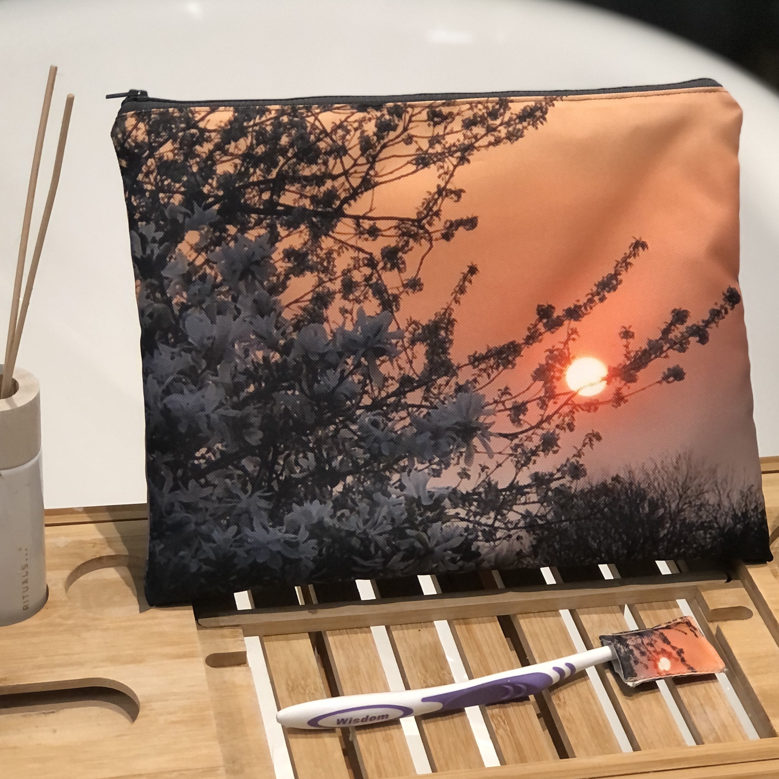 HANDMADE Waterproof Canvas Wash Bags with Photographic Printed Fabric