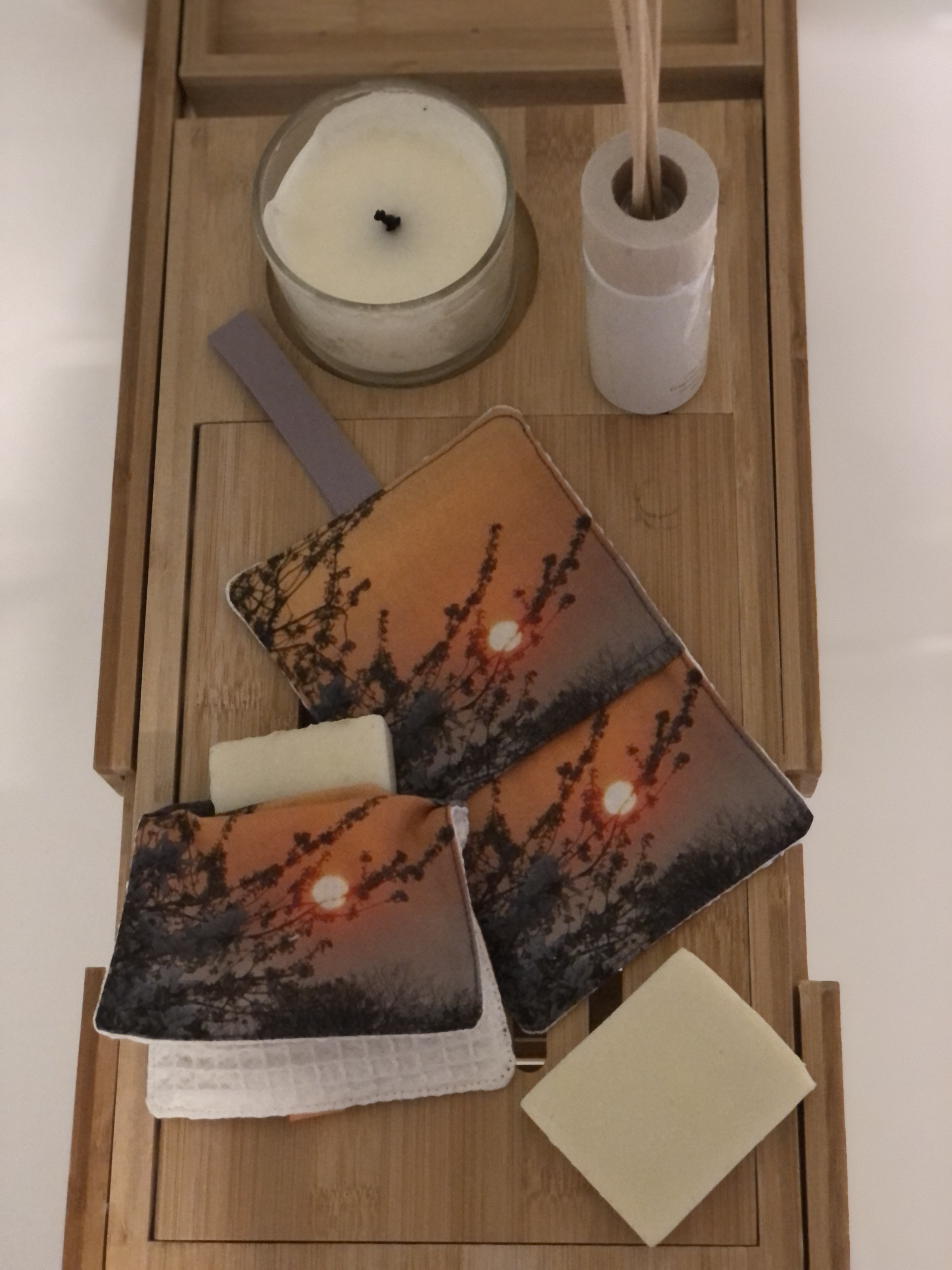 Handmade Fabric Soap Saver Mitts/ Make Up Remover Pads with Hanging Loops for Storage