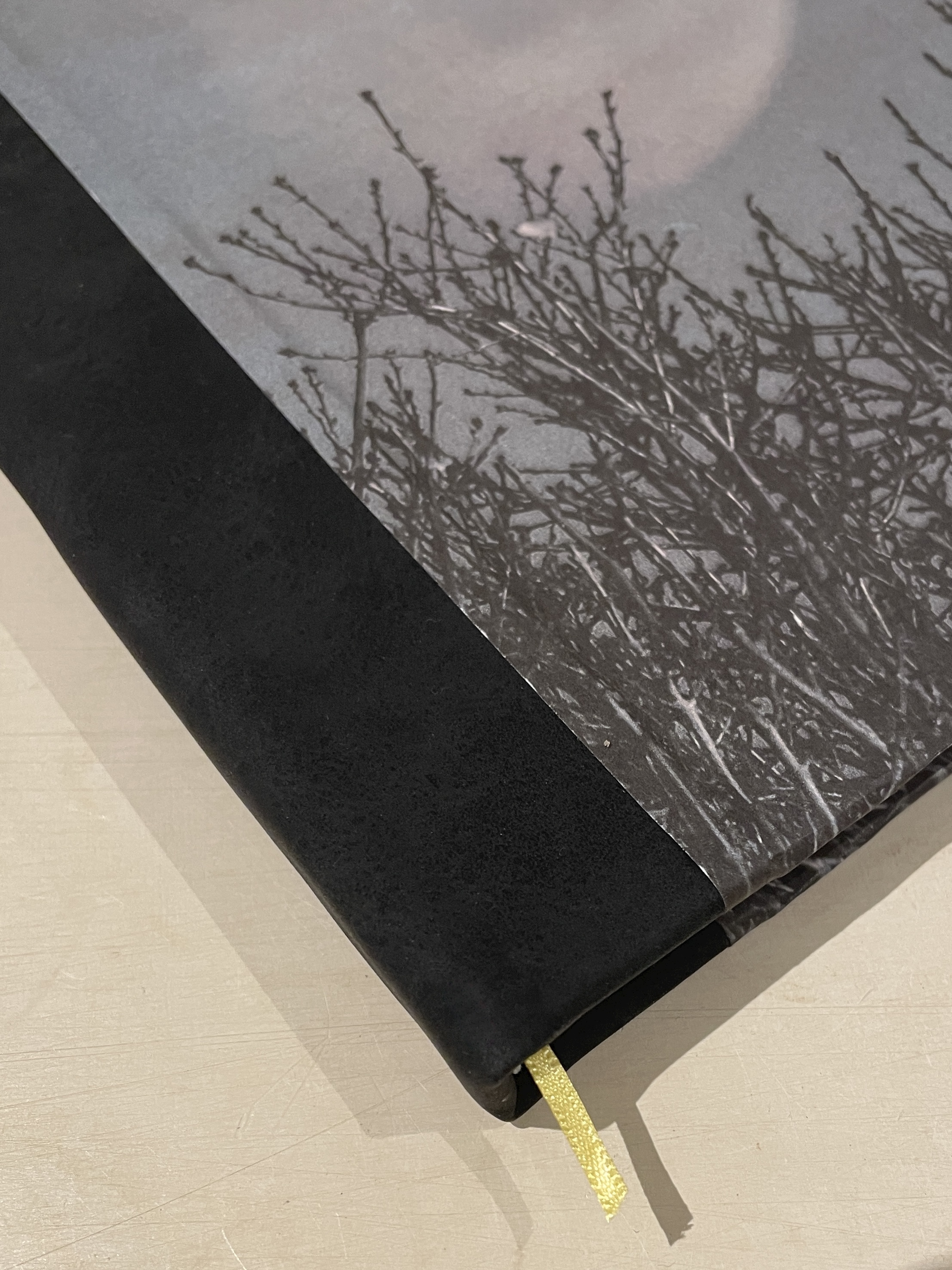 OOAK A5 Hand bound Hardback Notebook with Faux Leather Book Cloth Spine & Original Poetry End Papers - Lunar Design