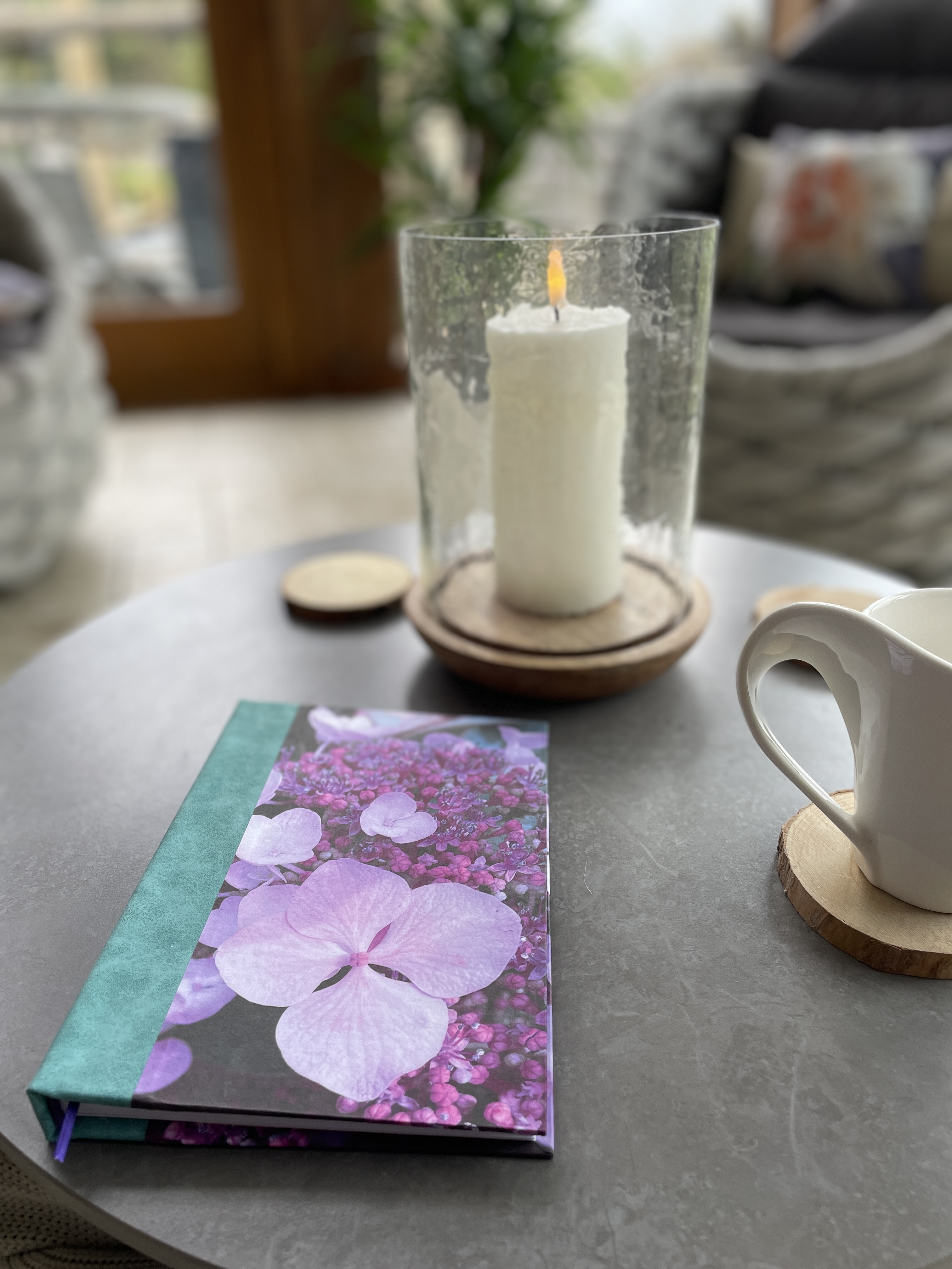 OOAK A5 Hand bound Hardback Notebook with Faux Leather Book Cloth Spine - Floral Design