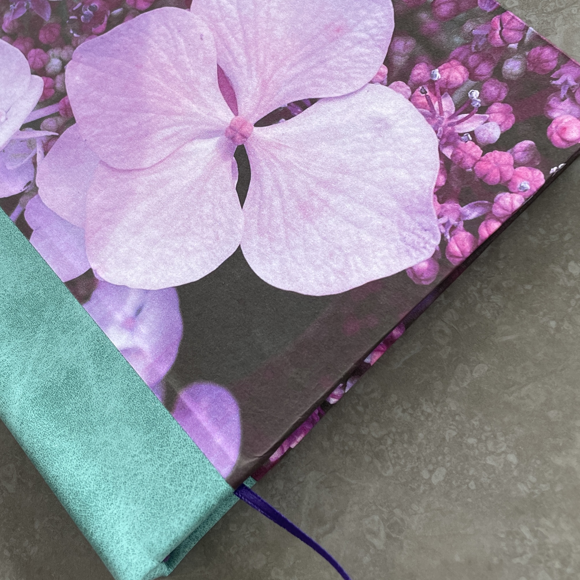 OOAK A5 Hand bound Hardback Notebook with Faux Leather Book Cloth Spine - Floral Design
