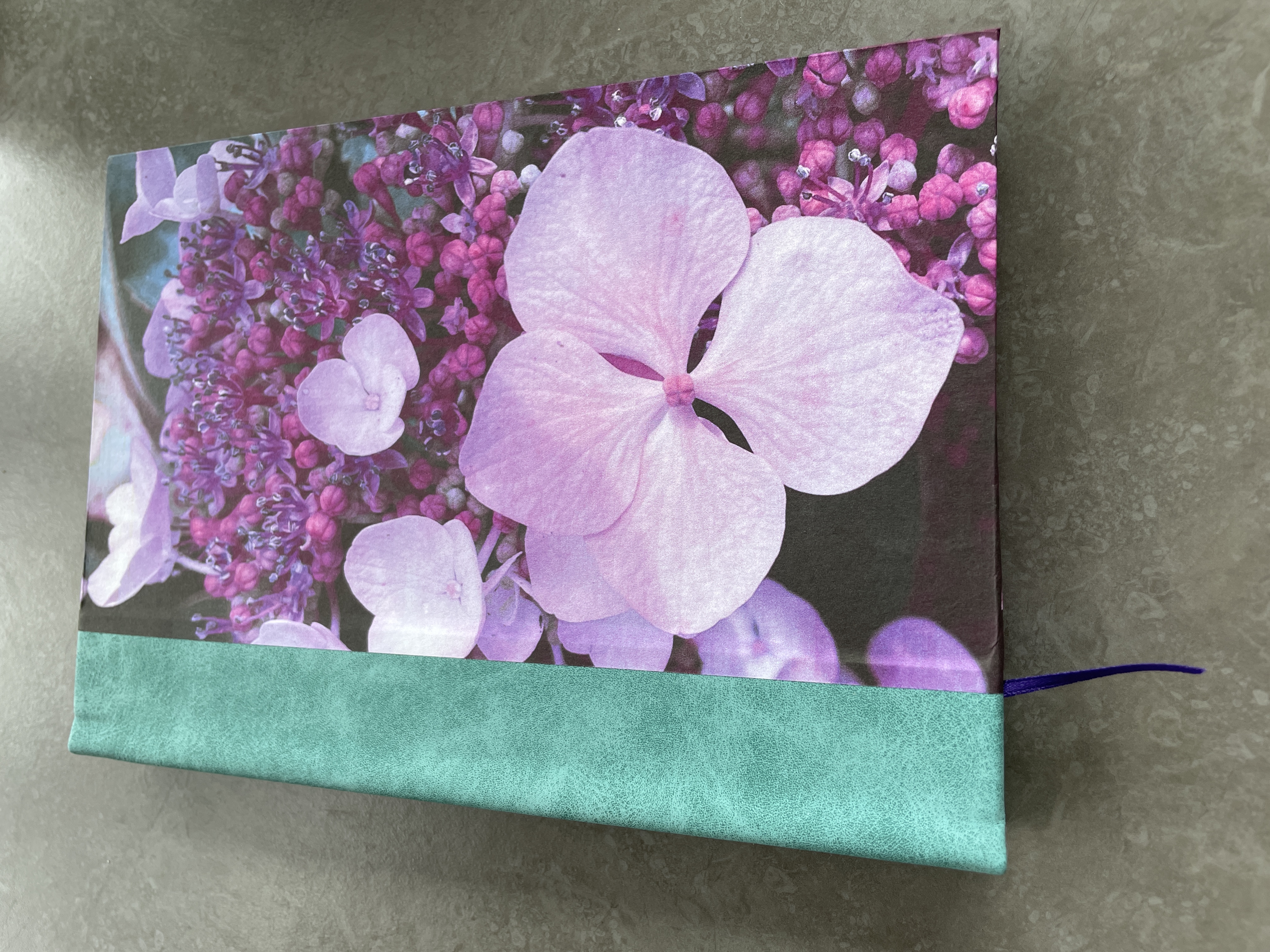 OOAK A5 Hand bound Hardback Notebook with Faux Leather Book Cloth Spine - Floral Design