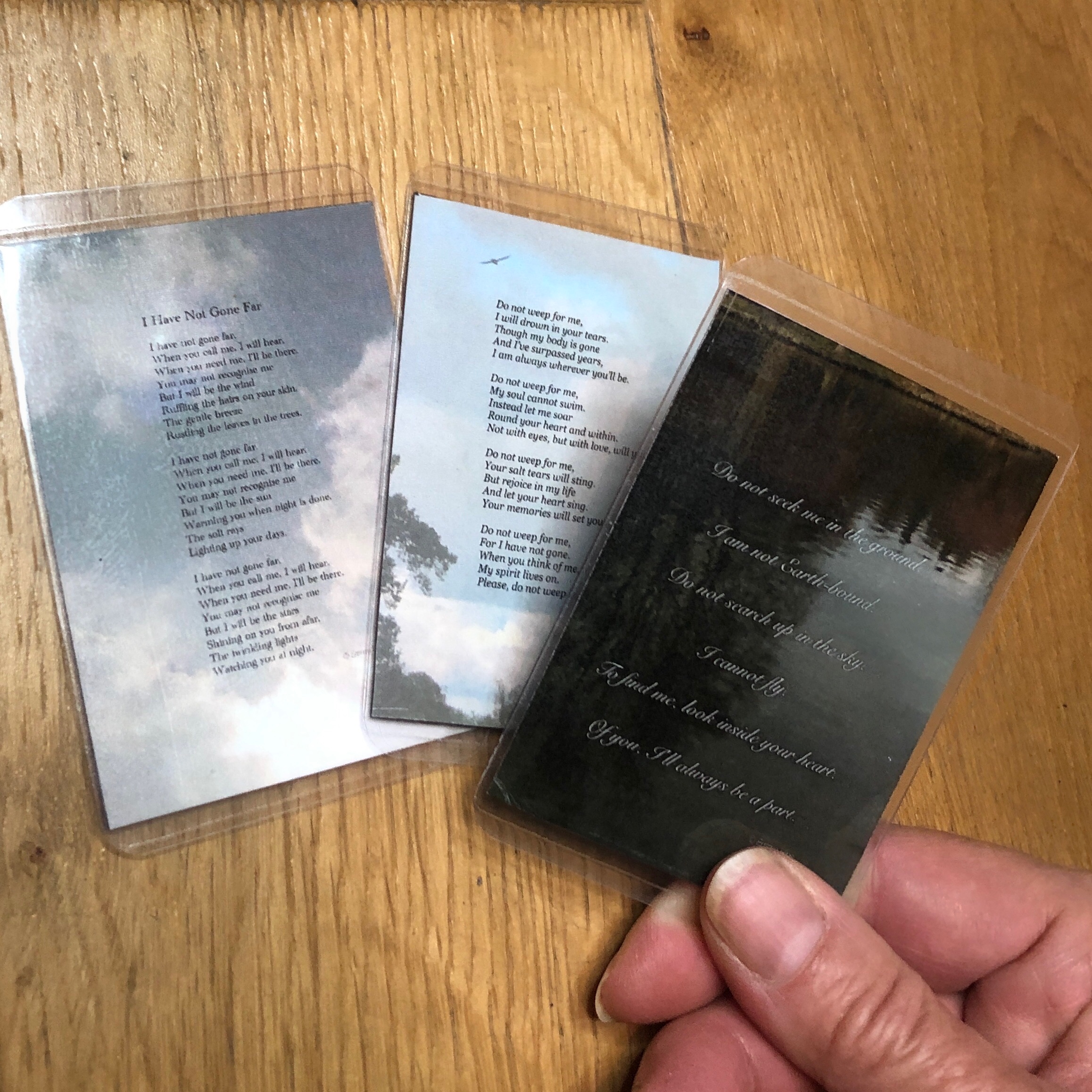 Laminated Bereavement Poem Wallet Cards with Magnetic Backs