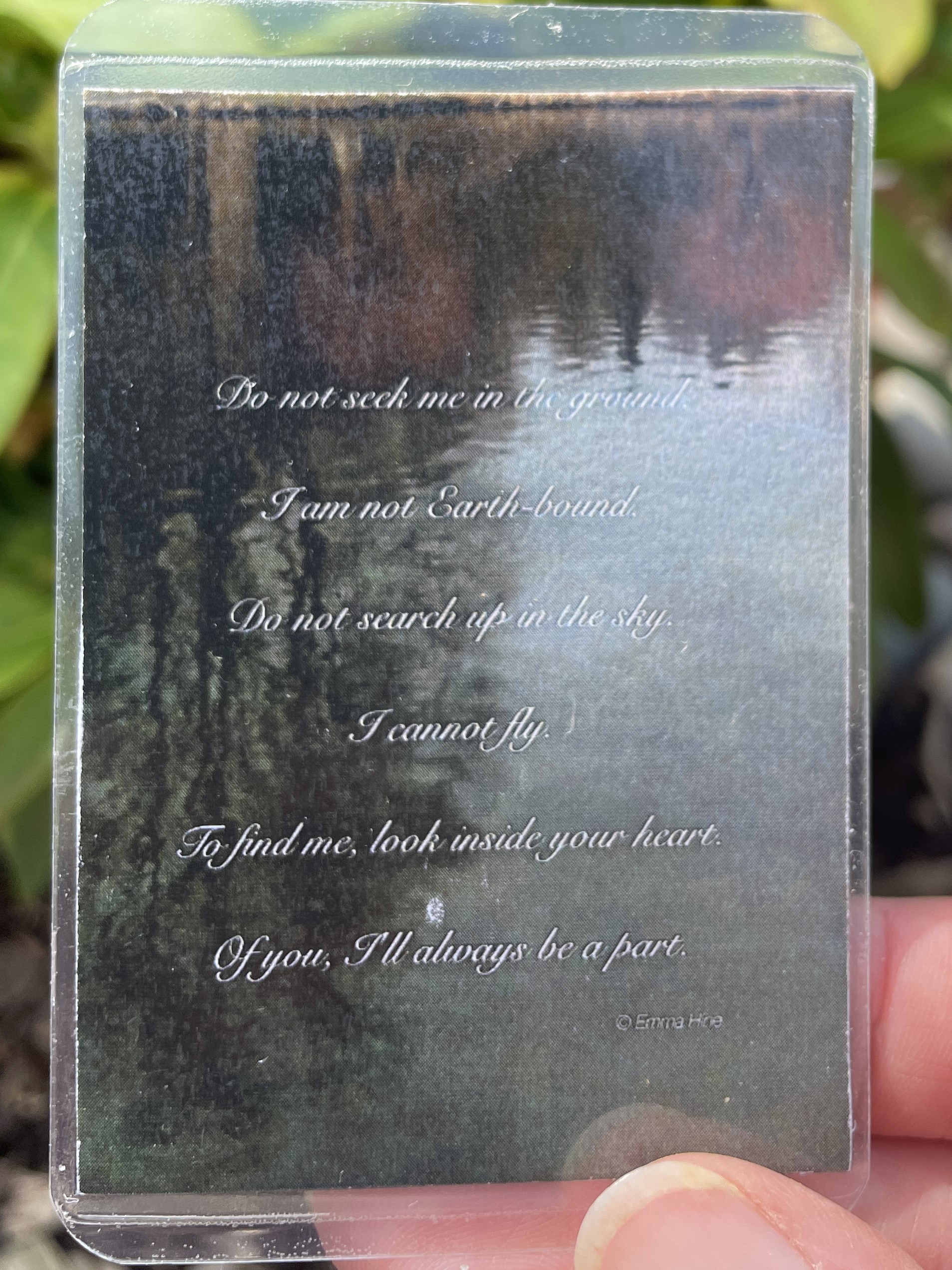 Laminated Bereavement Poem Wallet Cards with Magnetic Backs