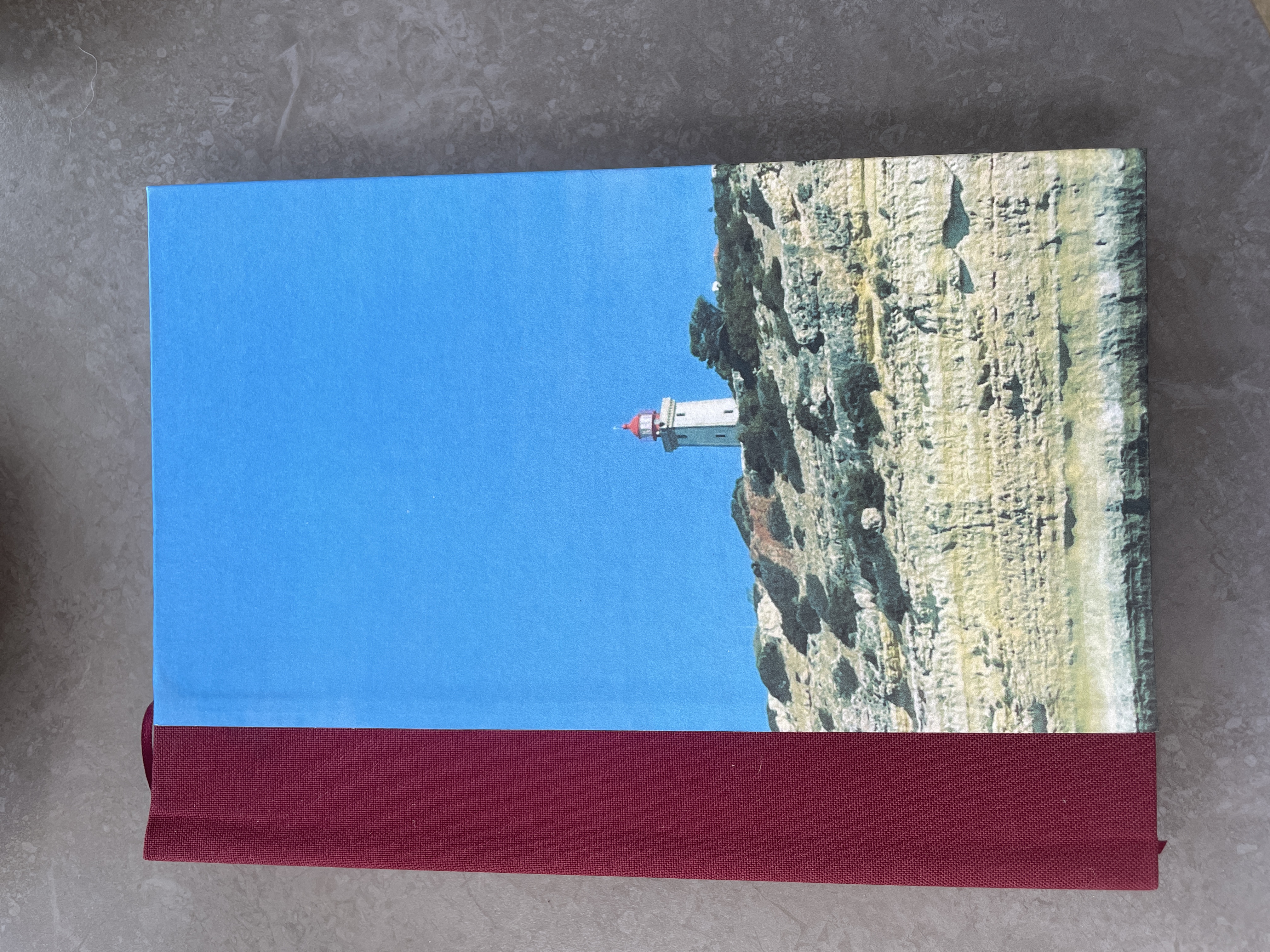 OOAK A5 Hand bound Hardback Notebook with Faux Leather OR Cloth Spine - Lighthouse Design