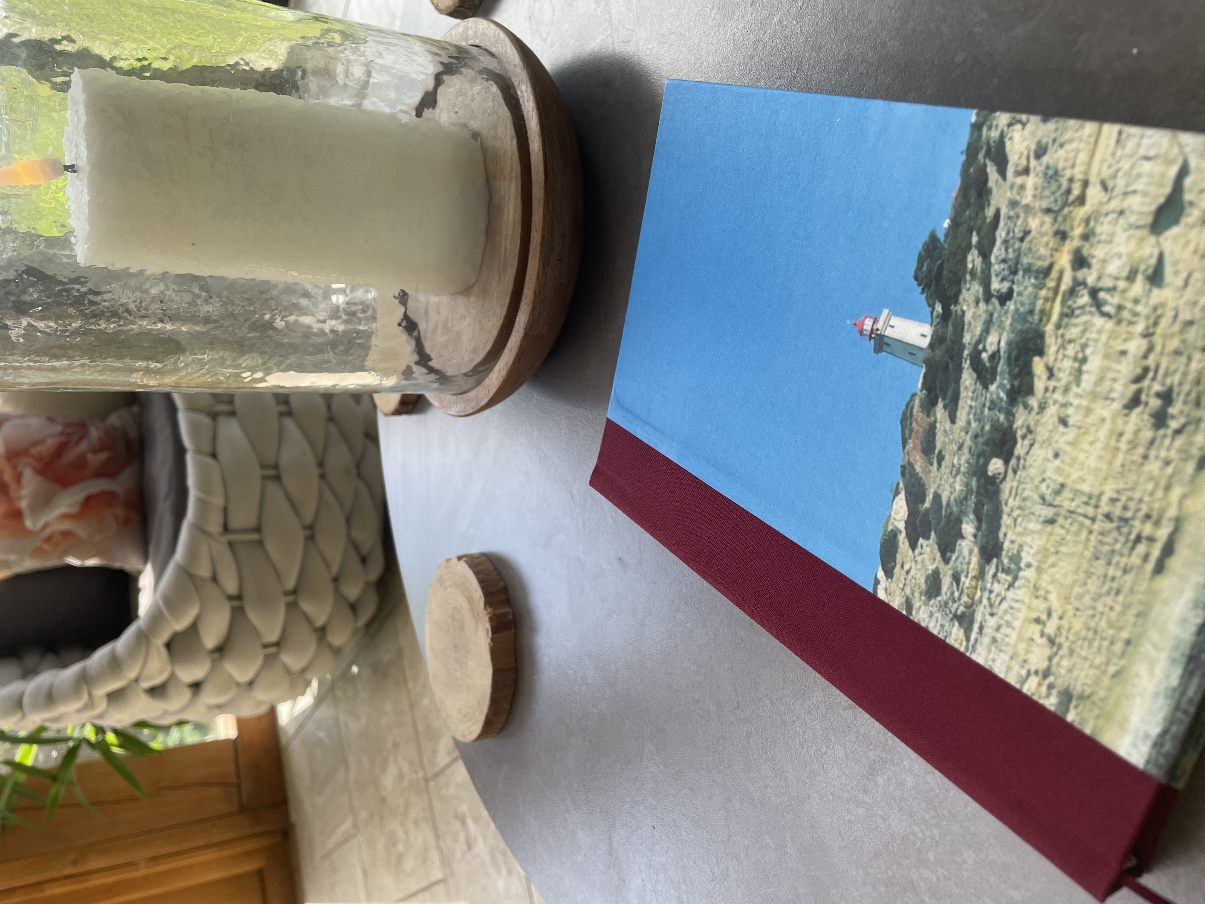 OOAK A5 Hand bound Hardback Notebook with Faux Leather OR Cloth Spine - Lighthouse Design