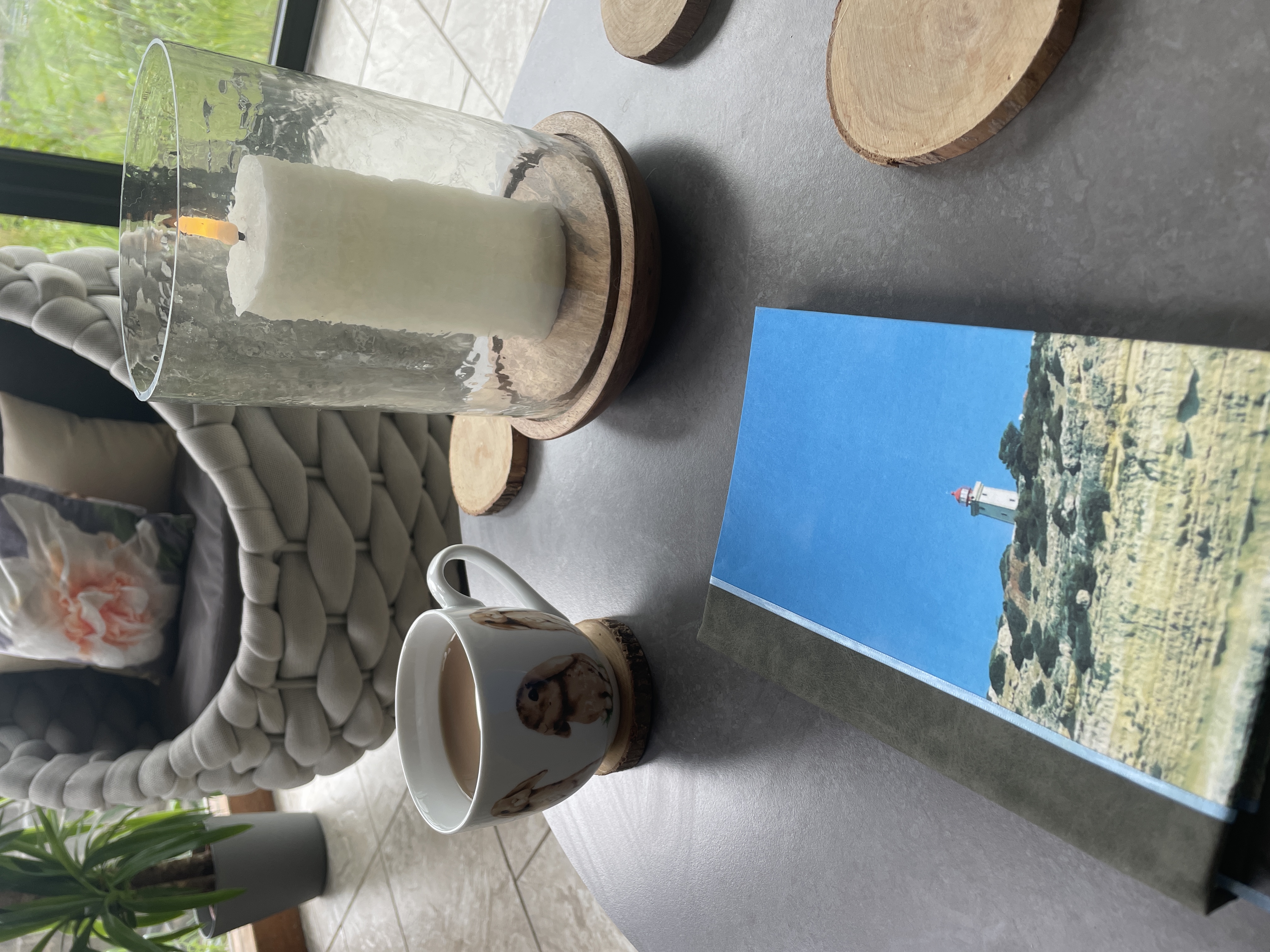 OOAK A5 Hand bound Hardback Notebook with Faux Leather OR Cloth Spine - Lighthouse Design