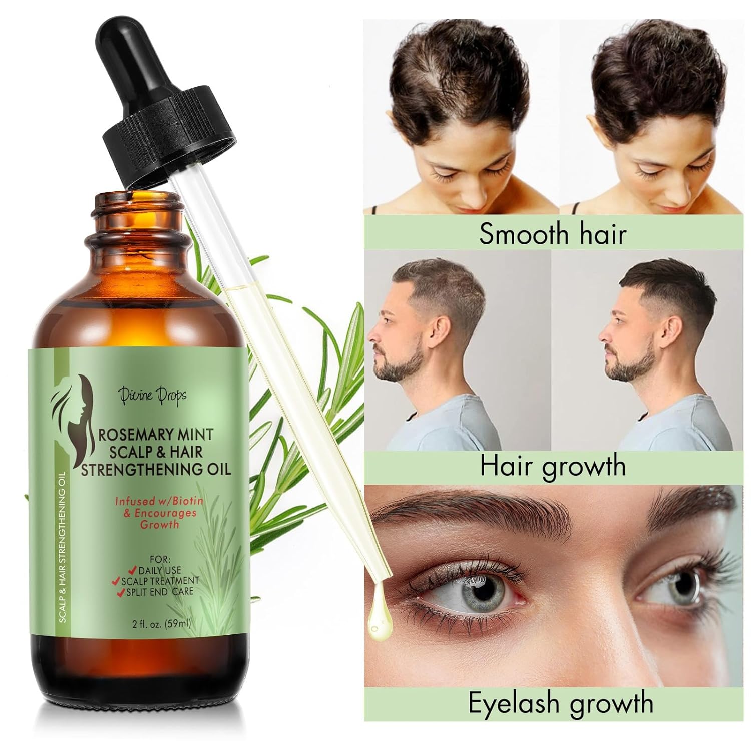 Divine Drop Rosemary Hair Oil – Nourishing Biotin Scalp Treatment