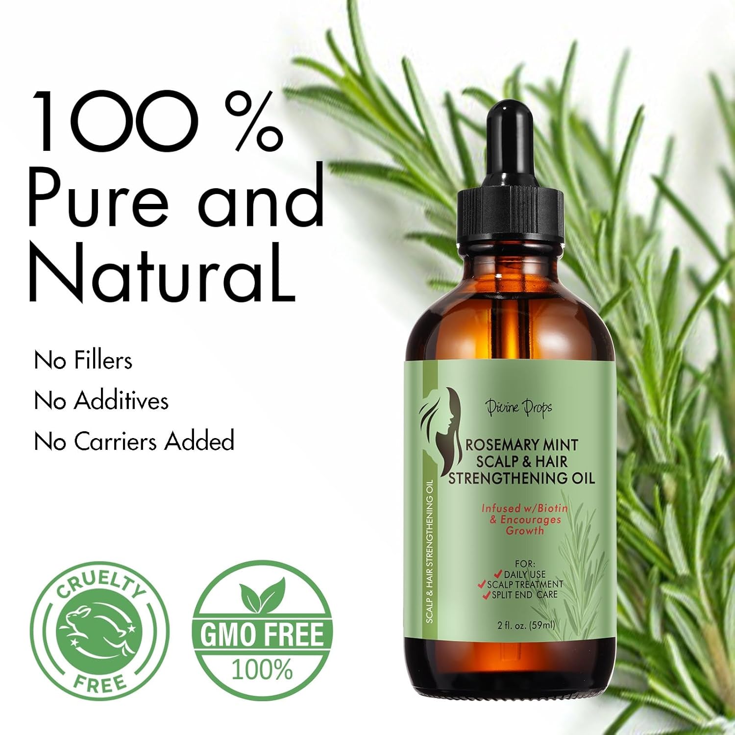 Divine Drop Rosemary Hair Oil – Nourishing Biotin Scalp Treatment