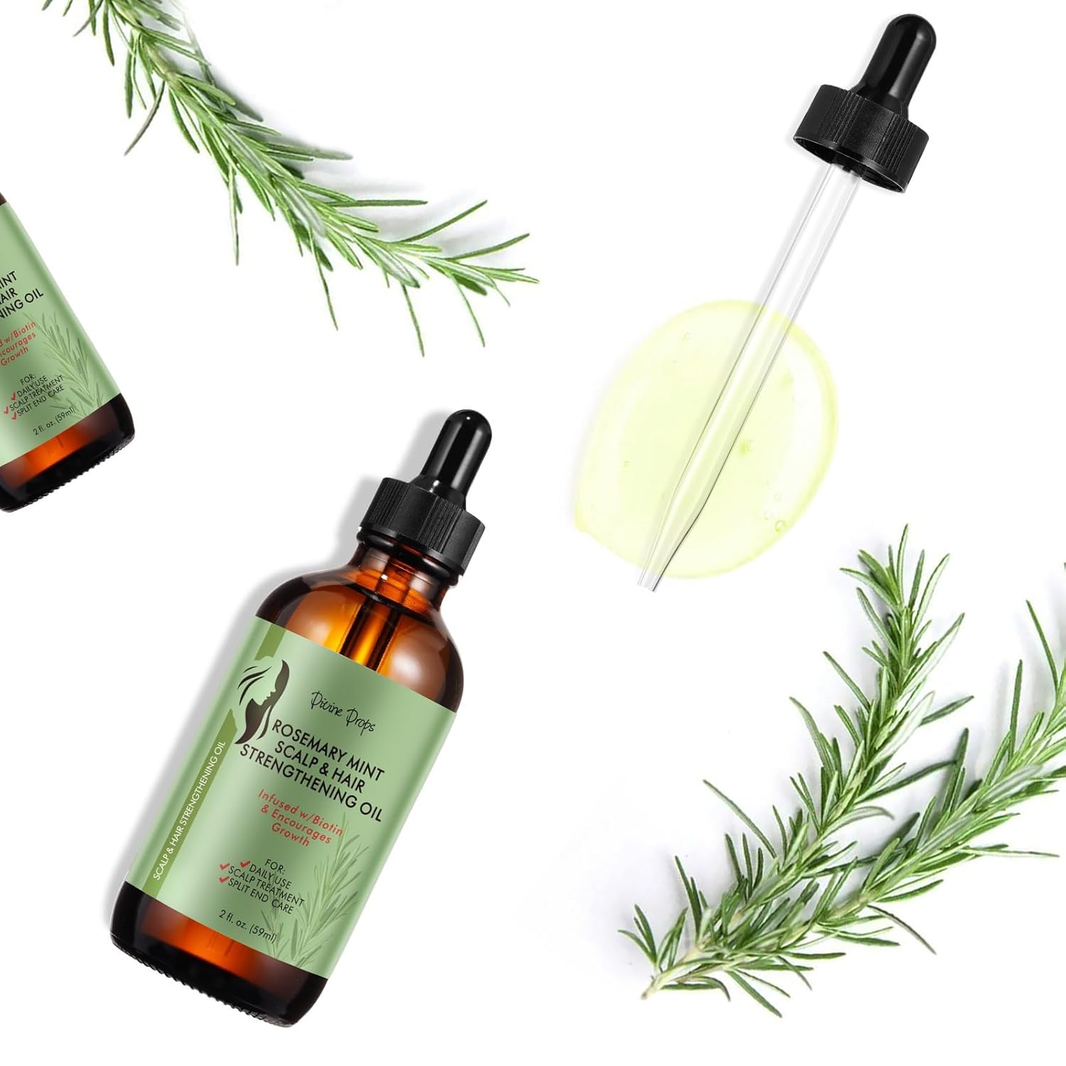 Divine Drop Rosemary Hair Oil – Nourishing Biotin Scalp Treatment