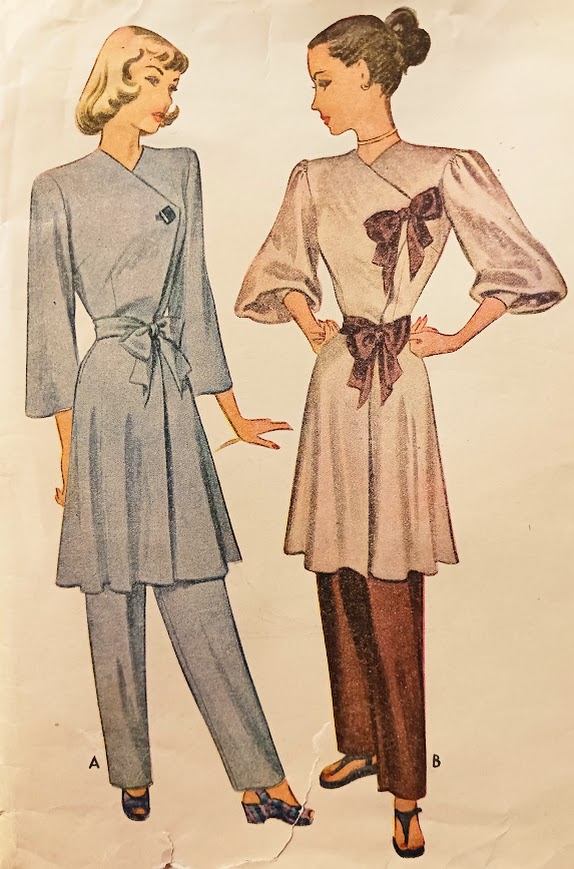 1940s Style 2pc Lounge Pajamas Set Blouse and Pants Custom Made in Your Size From a Vintage Pattern 1946