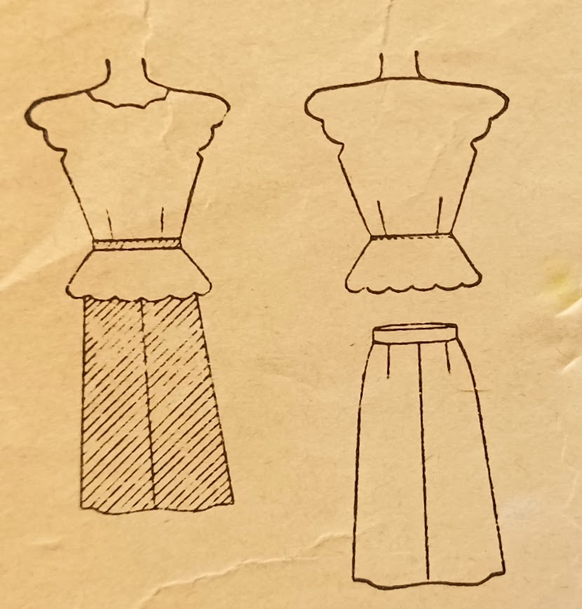 1940s Style 2pc Scalloped Sleeveless Blouse and A Line Skirt Custom Made in Your Size From Vintage Pattern 1946
