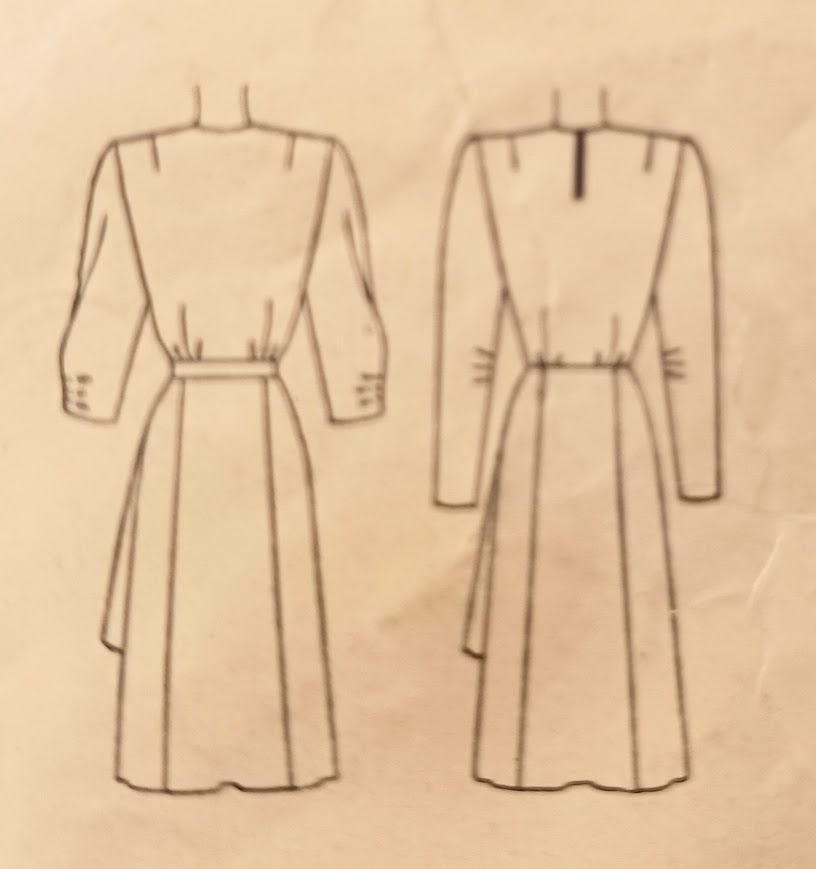 1940s Style Dress with Gathered Shoulders and Draped Side Sarong Skirt Custom Made in Your Size From a Vintage Pattern 1946