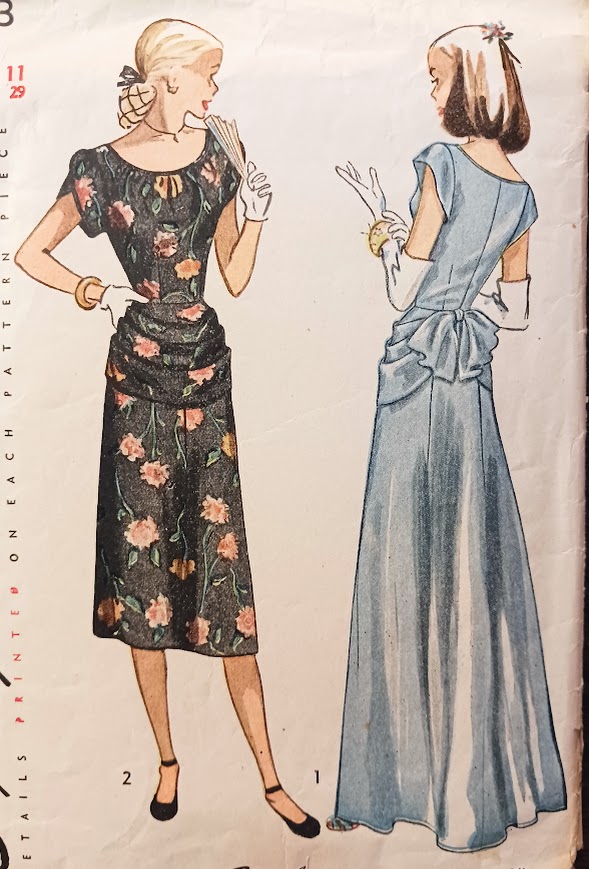 1940s Style Scoop Neck with Peplum Aline Skirt Short or Long Length Custom Made in Your Size From a Vintage Pattern 1947