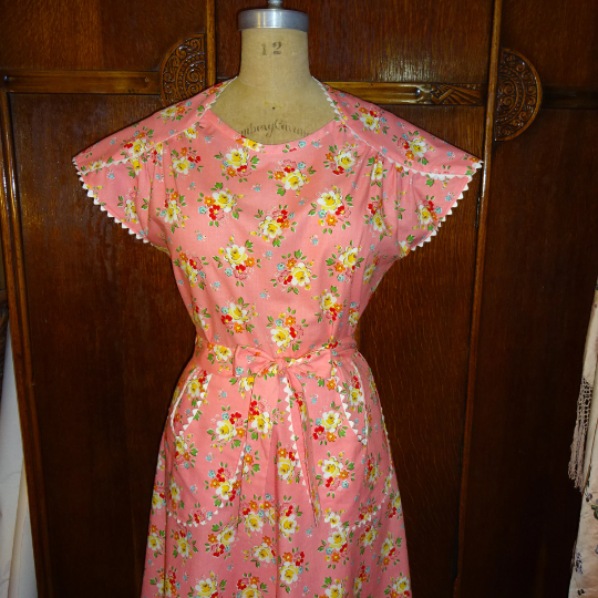 1950s Style Wrap Around House Dress with Dutch Pockets Custom Made in Your Size From a Vintage Pattern 1950
