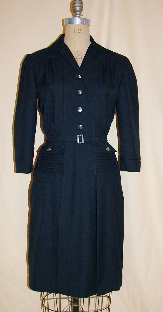 1940s Style Classic Shirt Dress With Notched Collar Custom Made in Your Size From a Vintage Pattern 1943