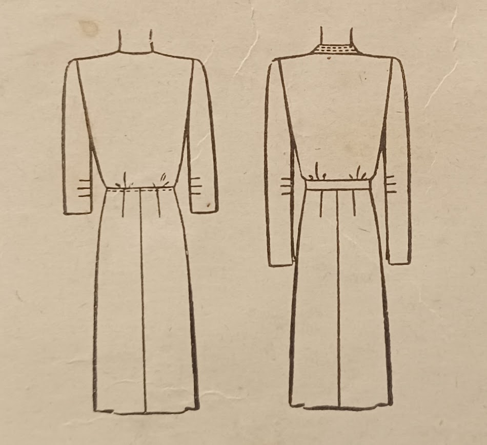 1940s Style Jewel Neck Dress with Square Yokes and Pockets Custom Made in Your Size From a Vintage Pattern 1944