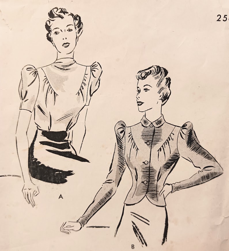 1930s Style Blouse Button Up or Cowl Neck with Puffed Sleeves Custom Made in Your Size From a Vintage Pattern 1938