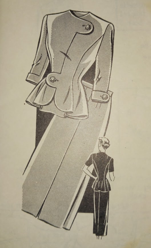 1950s Style 2pc New Look Tabbed Front Blouse and Pencil Skirt Suit Custom Made in Your Style From a Vintage Pattern 1950