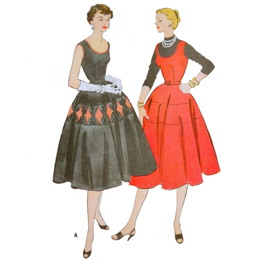 1950s Style Sleeveless Scoop Neck Circle Skirt Dress with Cut Out Detail Custom Made in Your Size From a Vintage Pattern 1954