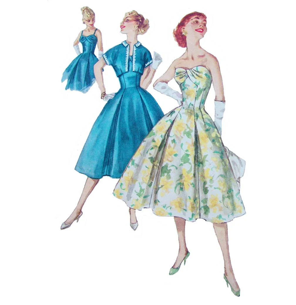 1950s Style Gathered Cross Over Bust Dress With Full Box Pleated Circle Skirt Custom Made in Your Size From a Vintage Pattern 1956