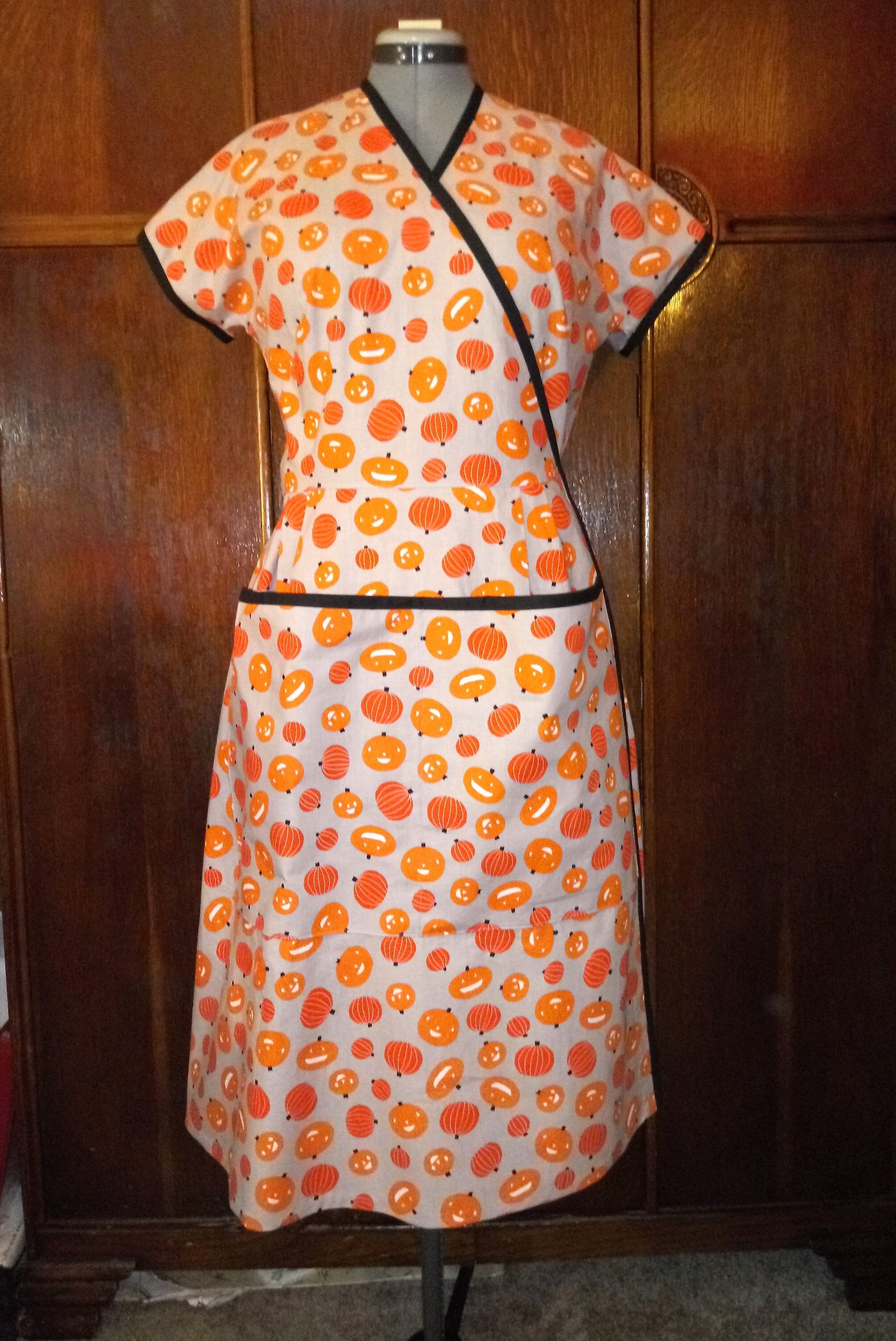 1950s Style Wrap Around House Dress or Apron with Deep Pockets Custom Made In Your Size From a Vintage Pattern 1958