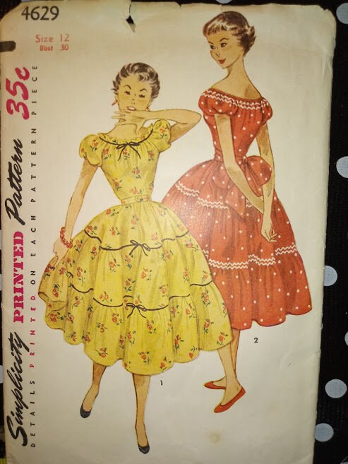 1950s Style Puffed Sleeve Patio Dress with Super Full Gathered Skirt Custom Made in Your Size From a Vintage Pattern 1952
