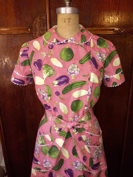 1950s Style Wrap Around Dress with Peter Pan Collar and Pockets Custom Made in Your Size From a Vintage Pattern 1952