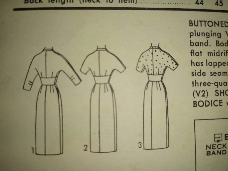 1950s Style Surplice V Neck Pleated Bust Dress with Fitted Midriff and Pencil Skirt Custom Made in Your Size from a Vintage Pattern 1958