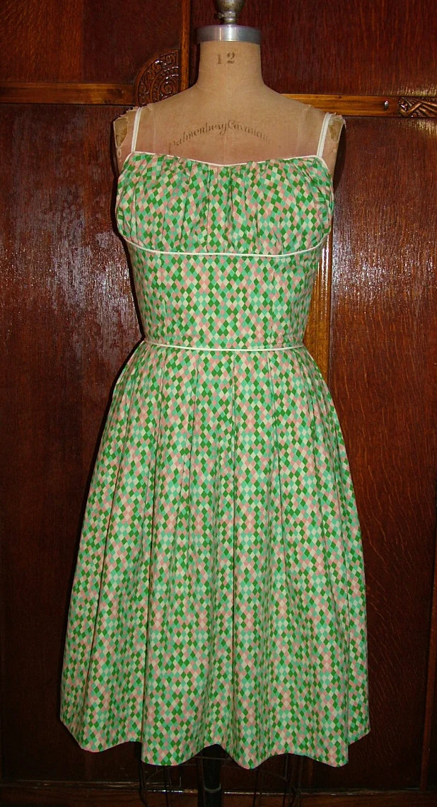1950s Style Gathered Bust Summer Dress With Full Gathered Skirt Custom Made In Your Size From a Vintage Pattern 1959