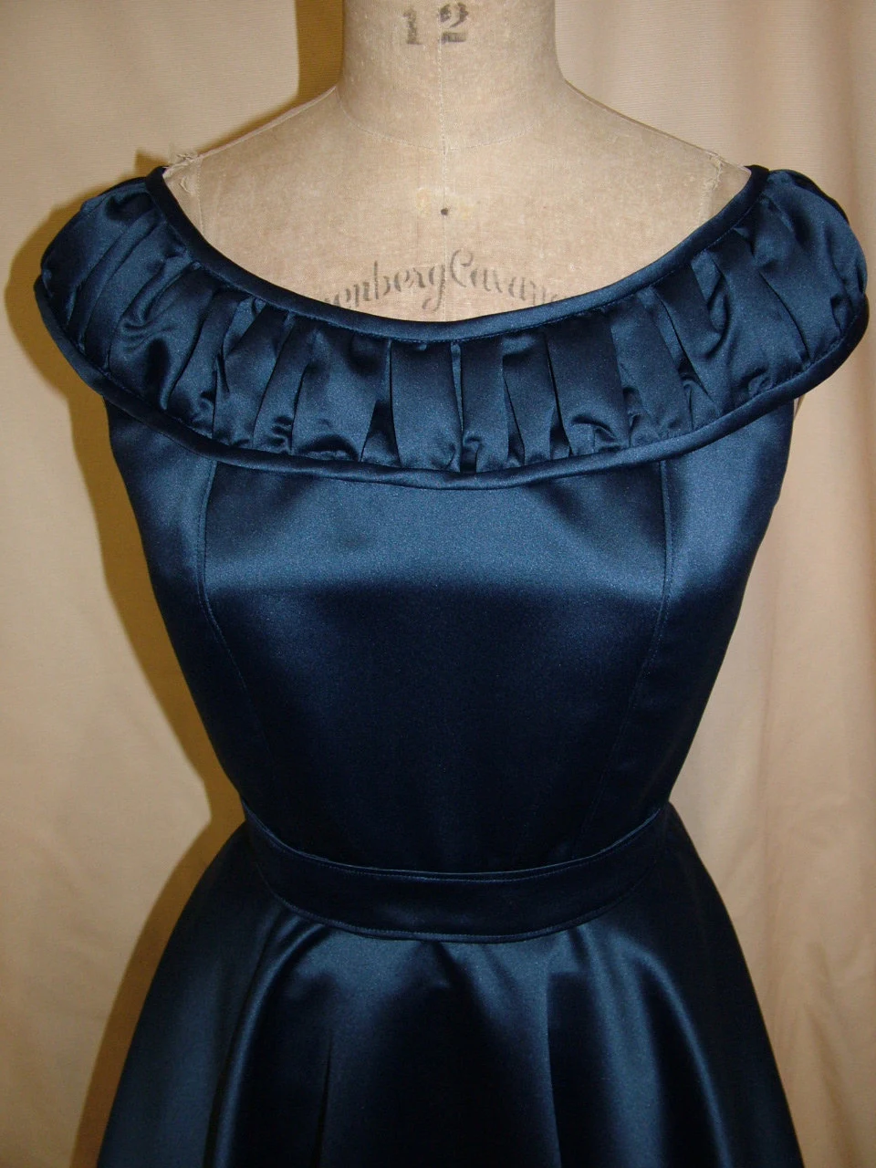 1950s Style Shirred Ruffle Off the Shoulder Bodice with Full Gathered Skirt Dress Custom Made in Your Size From a Vintage Pattern 1955