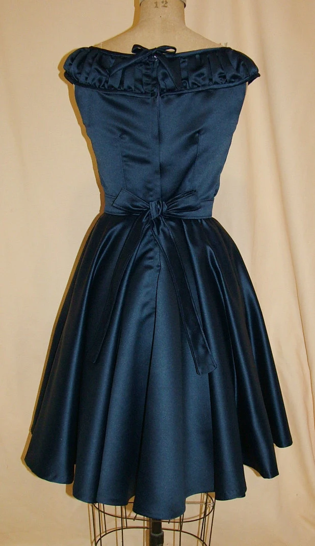 1950s Style Shirred Ruffle Off the Shoulder Bodice with Full Gathered Skirt Dress Custom Made in Your Size From a Vintage Pattern 1955