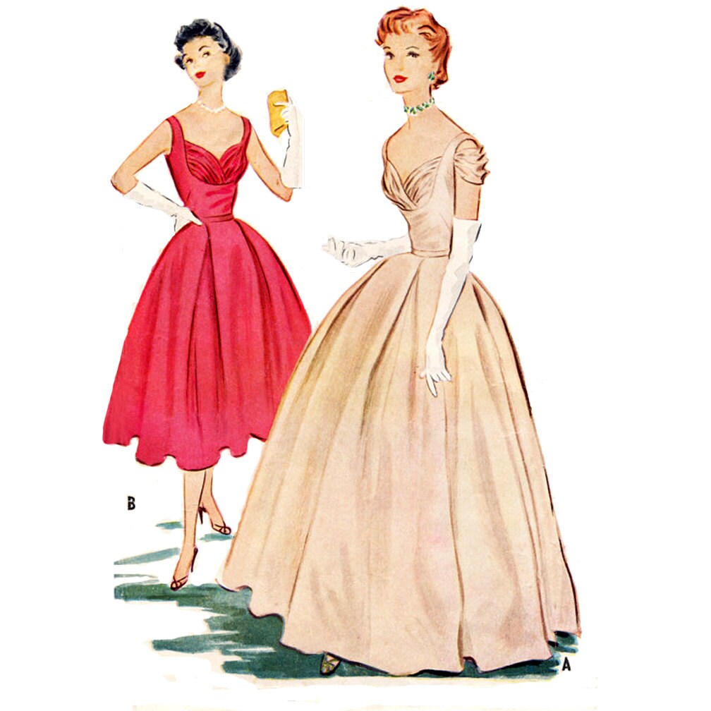 1950s Style Shelf Bust Dress with Pleated Circle Skirt Custom Made In Your Size From a Vintage Pattern 1953