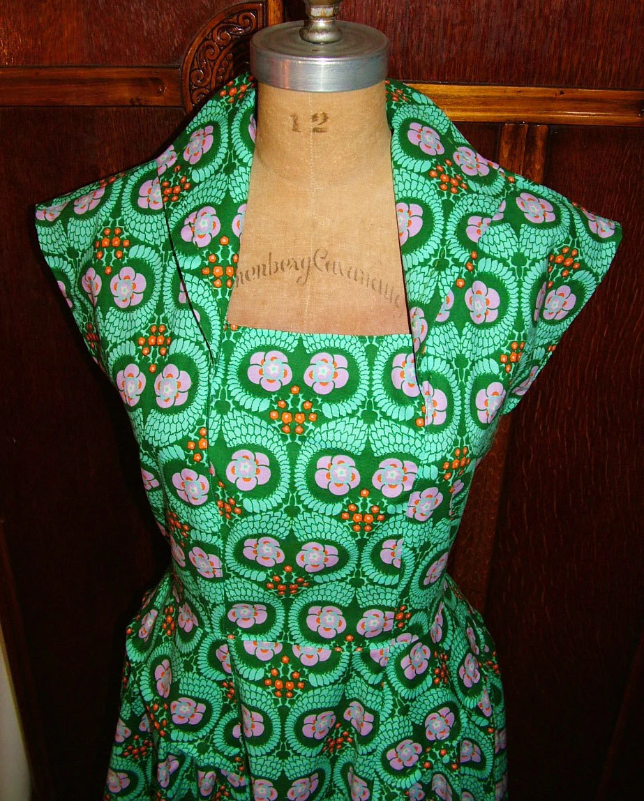 1950s Style Revere Collar Dress with Full Gathered Side Skirt Flounces Custom Made In Your Size From a Vintage Pattern 1953