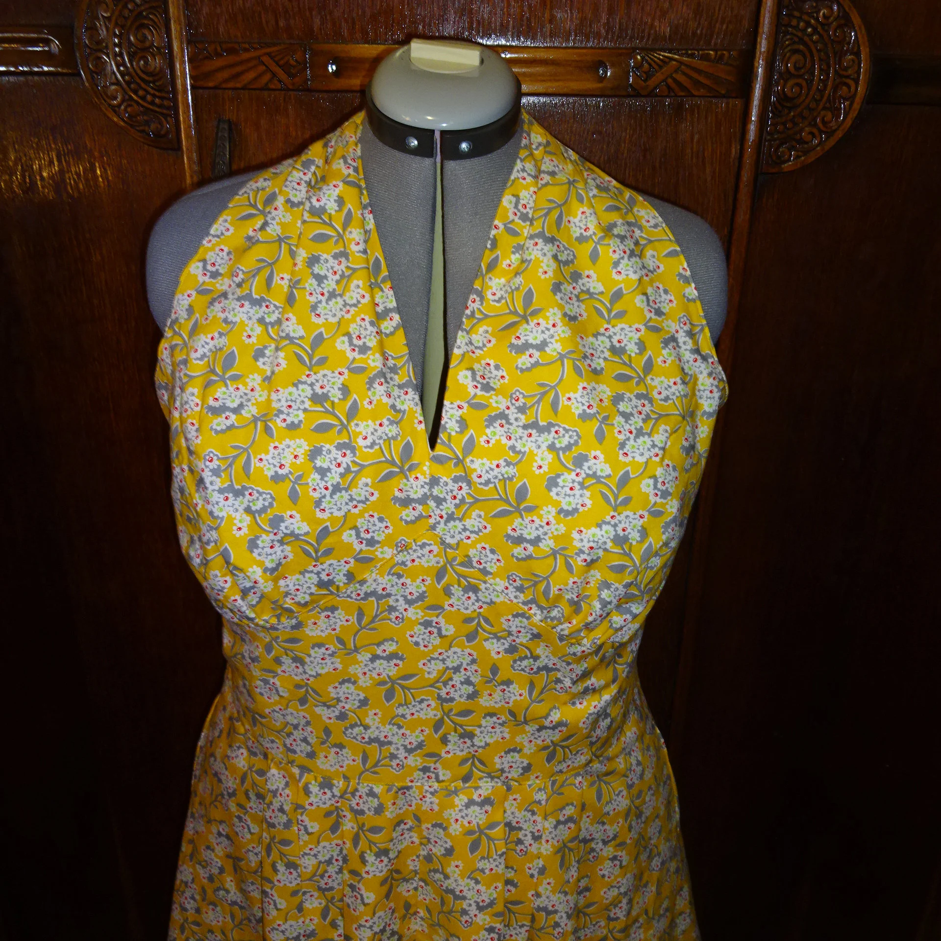 1950s Classic Halter Neck Dress with Full Pleated Circle Skirt Custom Made in Your Size From a Vintage Pattern 1952