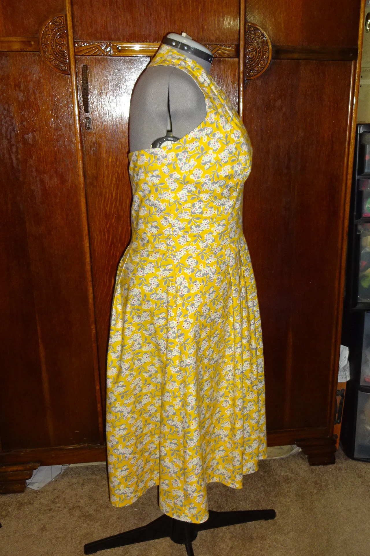 1950s Classic Halter Neck Dress with Full Pleated Circle Skirt Custom Made in Your Size From a Vintage Pattern 1952