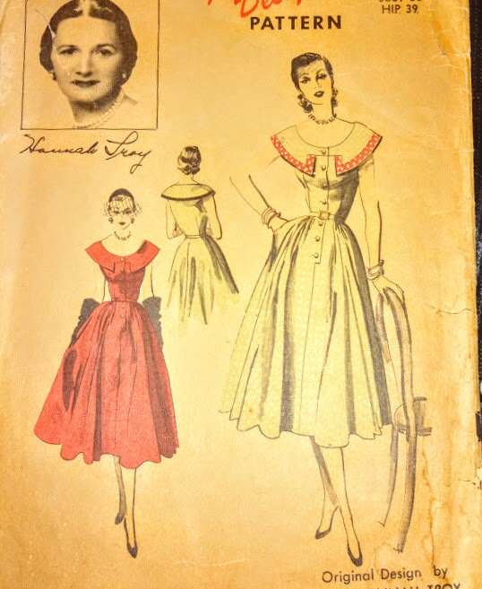 1950s Style Cape Collar Sleeveless Dress with Full Circle Skirt Custom Made in Your Size From a Vintage Pattern 1954