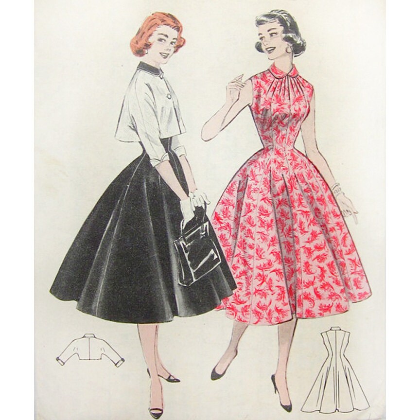 1950s Style Peter Pan Collar Sleeveless Summer Dress with Full Circle Skirt Custom Made in Your Size From a Vintage Pattern 1955