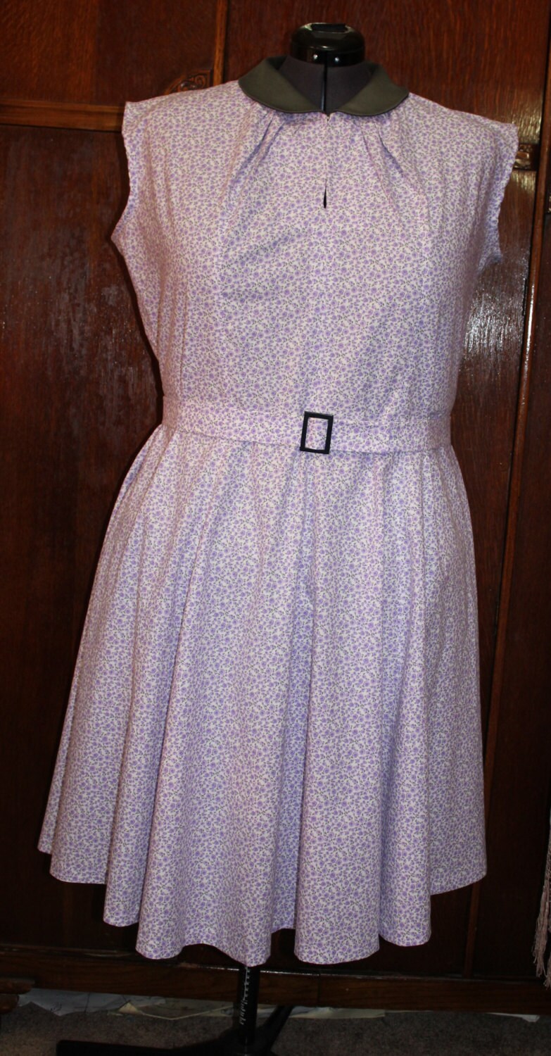 1950s Style Peter Pan Collar Sleeveless Summer Dress with Full Circle Skirt Custom Made in Your Size From a Vintage Pattern 1955