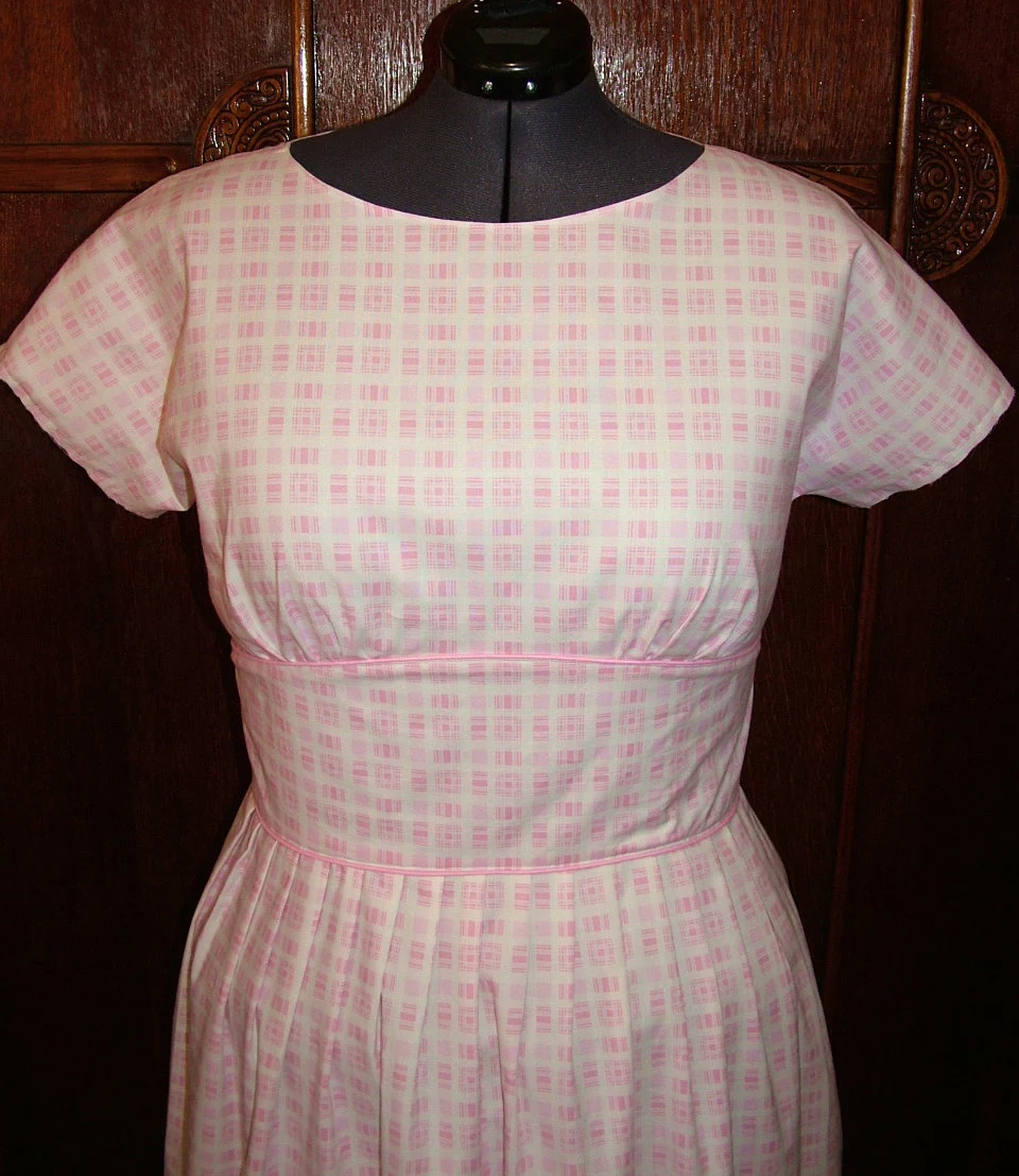 1950s Style Scoop Neck Gathered Bust Summer Dress with Full Pleated or Pencil Skirt Custom Made in Your Size From a Vintage Pattern 1956