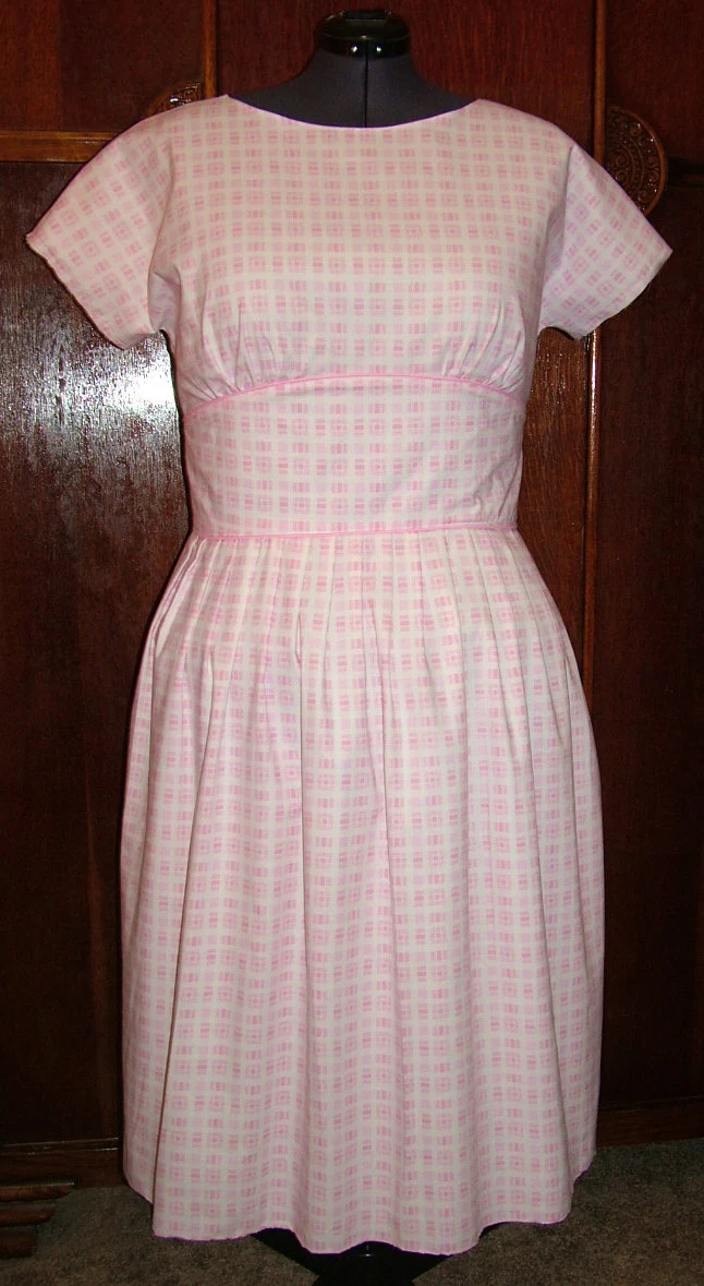 1950s Style Scoop Neck Gathered Bust Summer Dress with Full Pleated or Pencil Skirt Custom Made in Your Size From a Vintage Pattern 1956