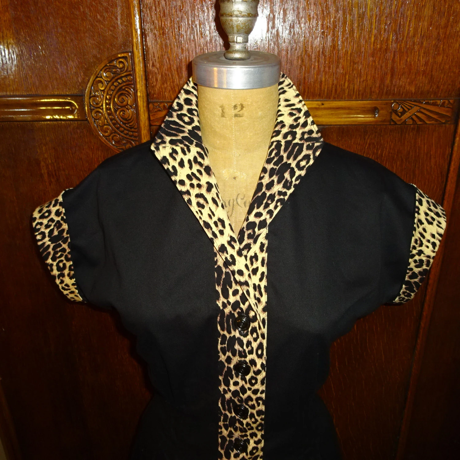 1950s Style Stand Up Collar Button Up Blouse Custom Made in Your Size From a Vintage Pattern 1952