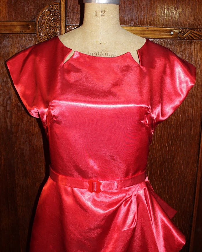 1950s Style Dramatic Side Drape Sarong Skirt Asymmetrical Dress Custom Made in Your Size From a Vintage Pattern 1951