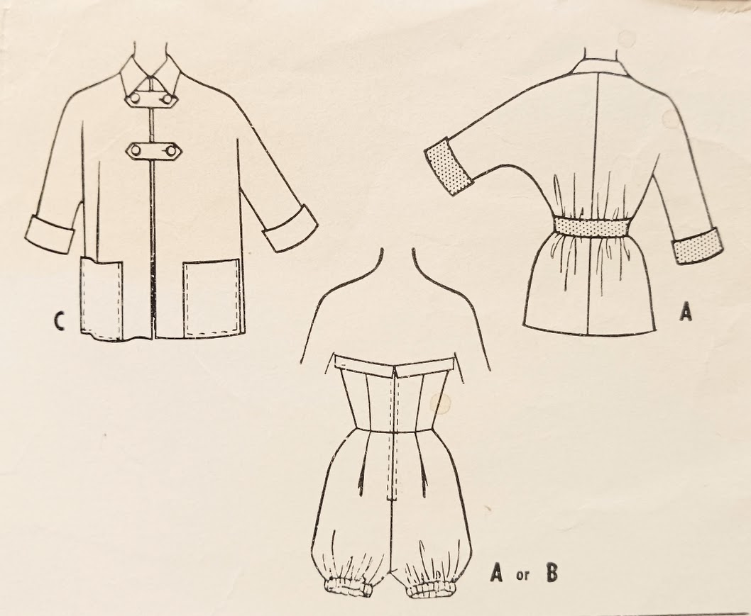 1950s Style Strapless Boned Swimsuit with Balloon/Gathered Shorts and Beach Coat Custom Made in Your Size from a Vintage Pattern 1953